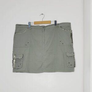 Claire France Army Green 98% Cotton Cargo Mini Shorts Pocket Y2K Plus Size 20